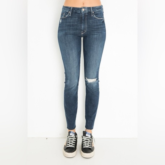 Mother The High Waisted Looker Ankle Fray Jeans Close to the Edge 25 0 stretch - Picture 5 of 14
